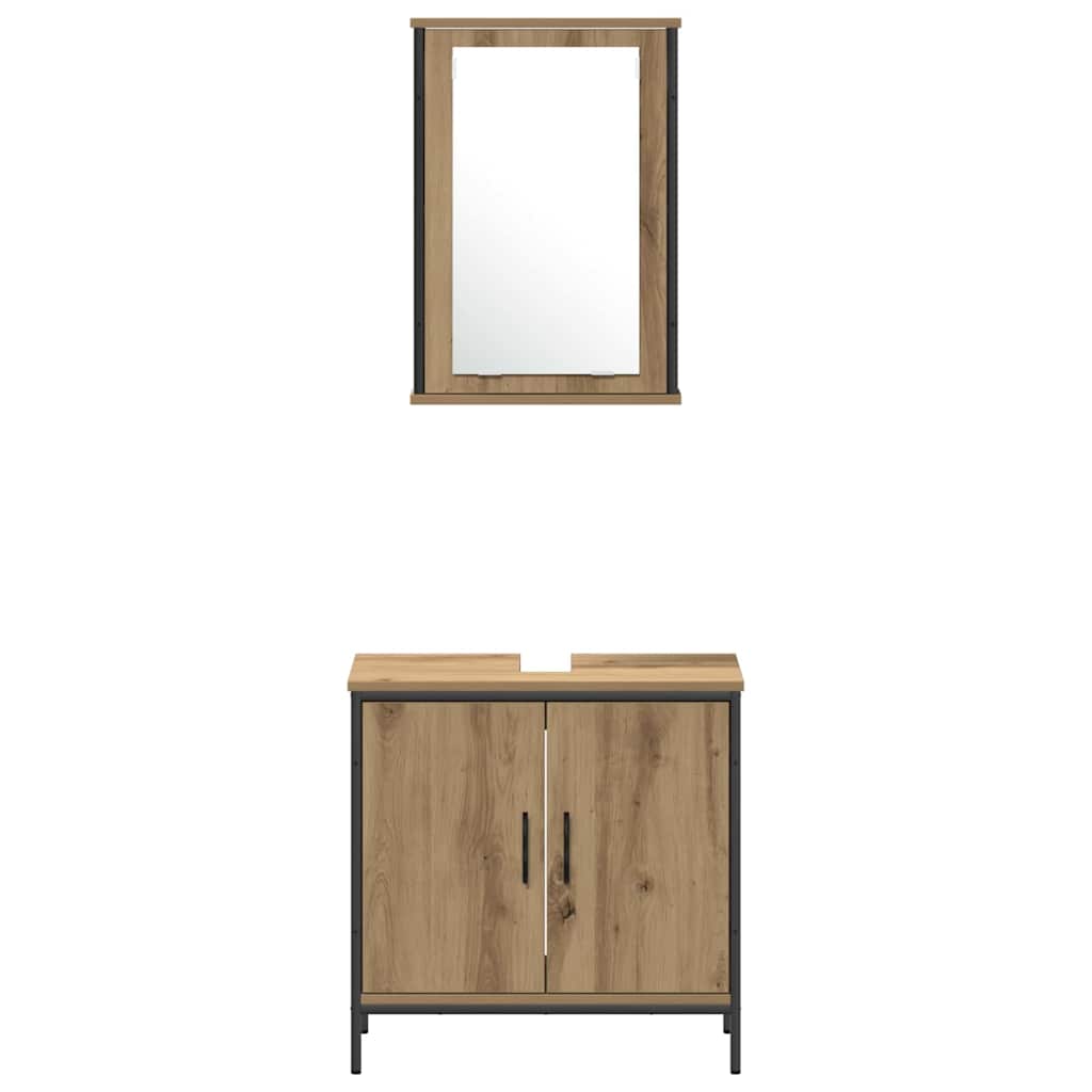 Badeværelsesmøbel sæt med hylde 3 pcs Brun 33 x 33 x 185.5 cm