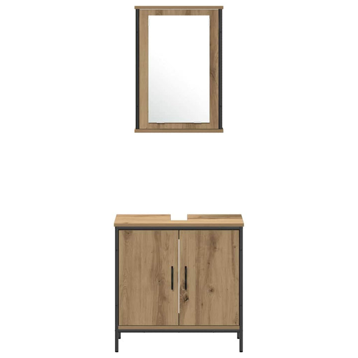 Badeværelsesmøbel sæt med hylde 3 pcs Brun 33 x 33 x 185.5 cm