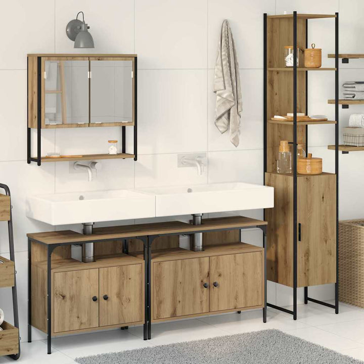 Badeværelsesmøbel sæt 4 pcs artisan eg 33 x 33 x 185.5 cm