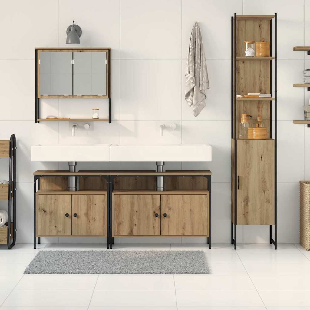 Badeværelsesmøbel sæt 4 pcs artisan eg 33 x 33 x 185.5 cm