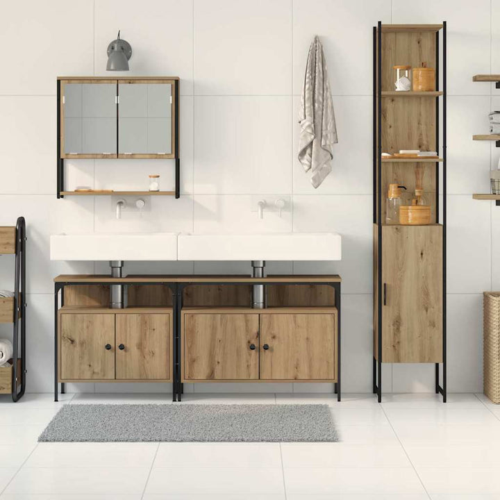 Badeværelsesmøbel sæt 4 pcs artisan eg 33 x 33 x 185.5 cm