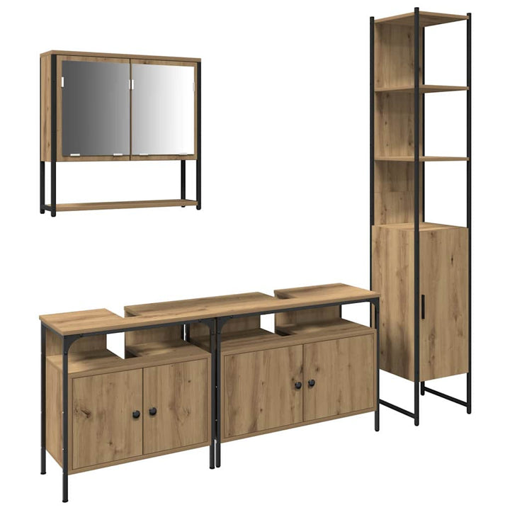 Badeværelsesmøbel sæt 4 pcs artisan eg 33 x 33 x 185.5 cm