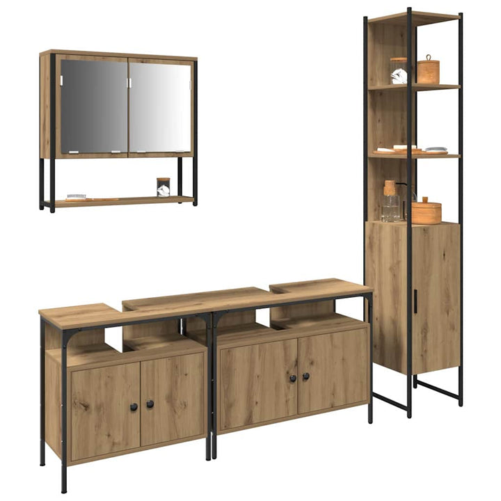Badeværelsesmøbel sæt 4 pcs artisan eg 33 x 33 x 185.5 cm