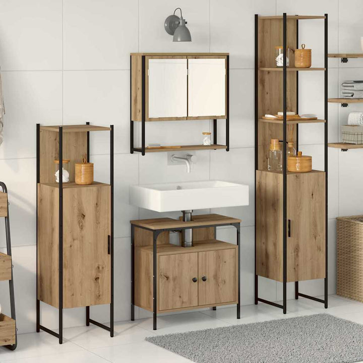 Badeværelsesmøbel sæt 4 pcs artisan eg 33 x 33 x 185.5 cm