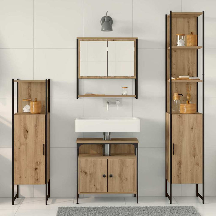Badeværelsesmøbel sæt 4 pcs artisan eg 33 x 33 x 185.5 cm