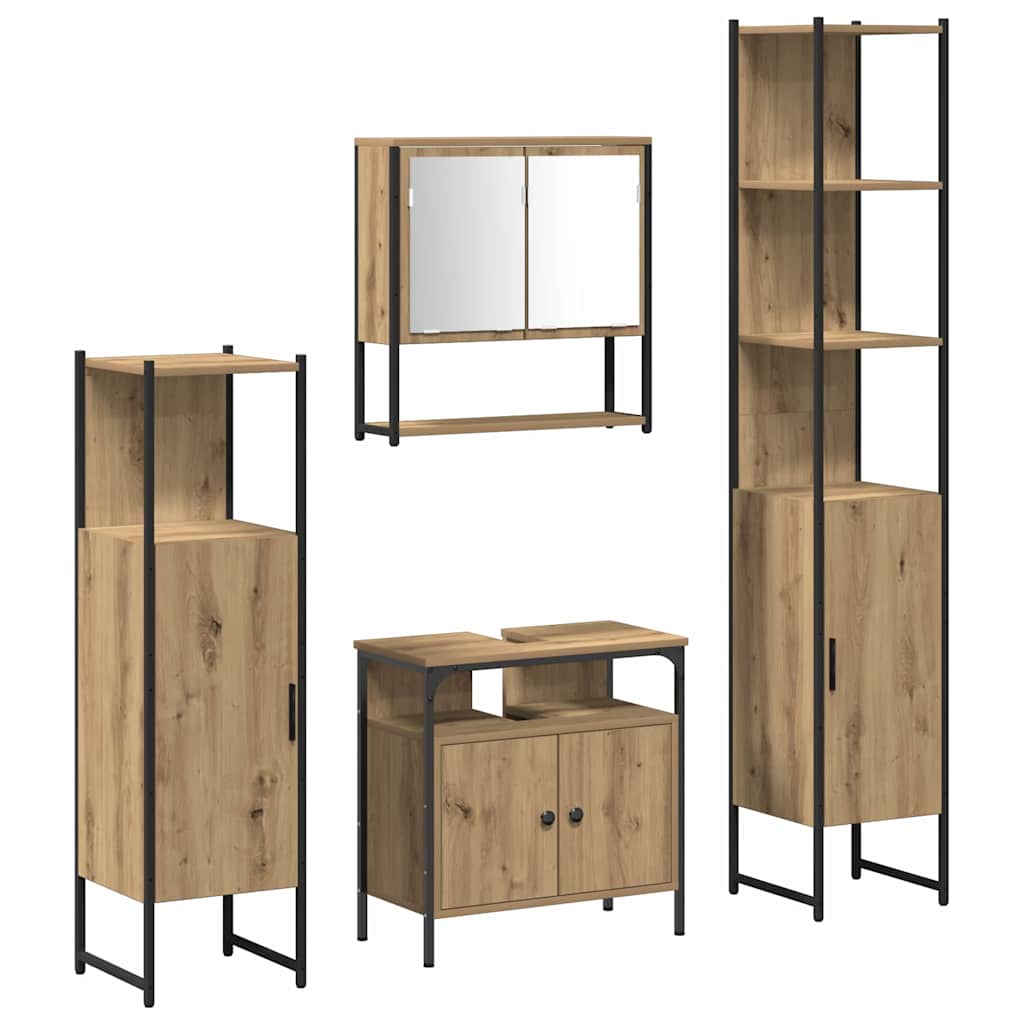Badeværelsesmøbel sæt 4 pcs artisan eg 33 x 33 x 185.5 cm