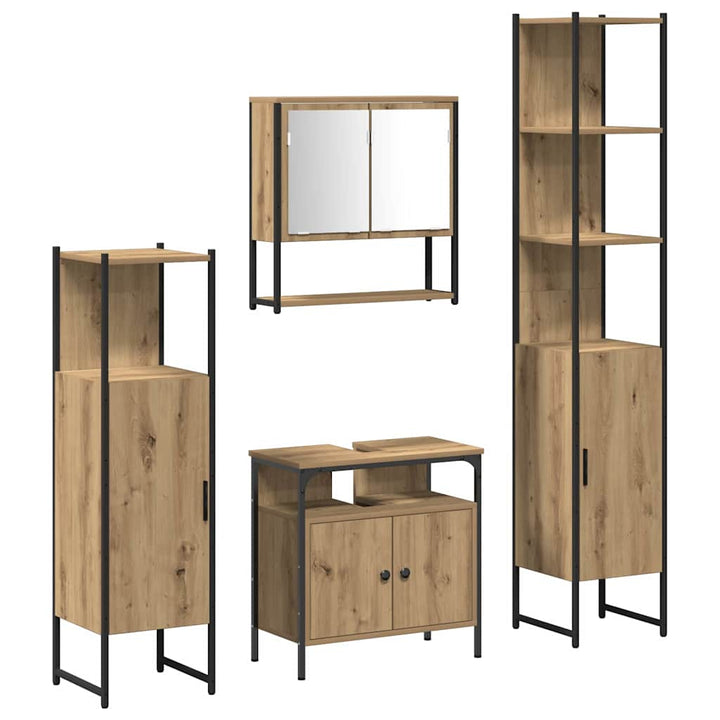 Badeværelsesmøbel sæt 4 pcs artisan eg 33 x 33 x 185.5 cm