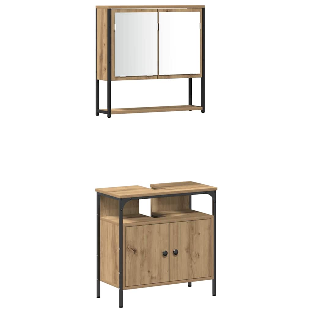 Badeværelsesmøbel sæt 4 pcs artisan eg 33 x 33 x 185.5 cm