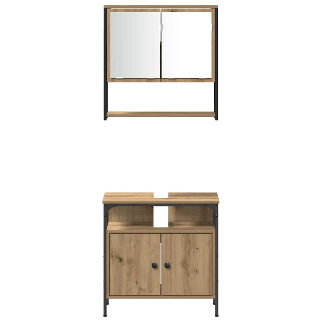 Badeværelsesmøbel sæt 4 pcs artisan eg 33 x 33 x 185.5 cm