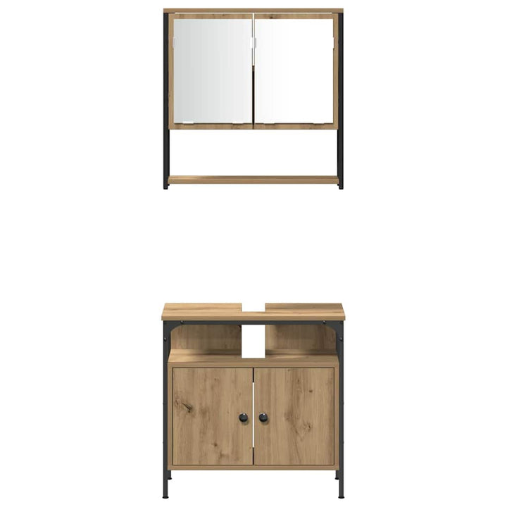 Badeværelsesmøbel sæt 4 pcs artisan eg 33 x 33 x 185.5 cm