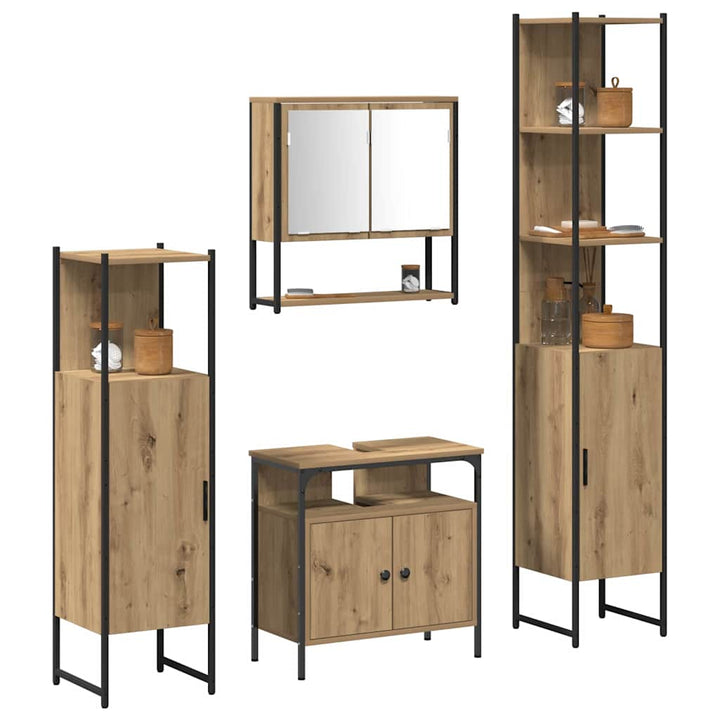 Badeværelsesmøbel sæt 4 pcs artisan eg 33 x 33 x 185.5 cm