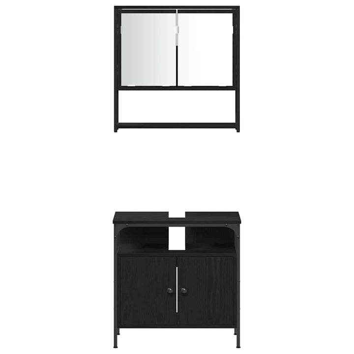 Badeværelsesmøbel sæt med dør 4 pcs Sort eg 33 x 33 x 185.5 cm