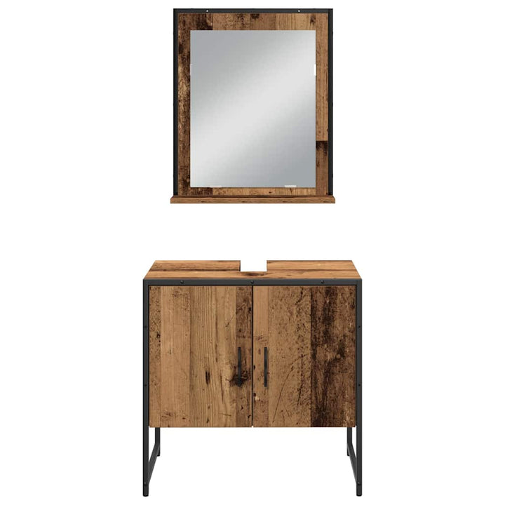 Badeværelsesmøbel sæt med dør 4 pcs Brun 33 x 33 x 185.5 cm
