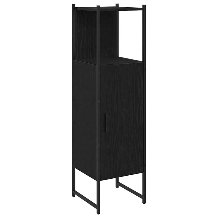 Badeværelsesmøbel sæt med dør 4 pcs Sort 33 x 33 x 185.5 cm