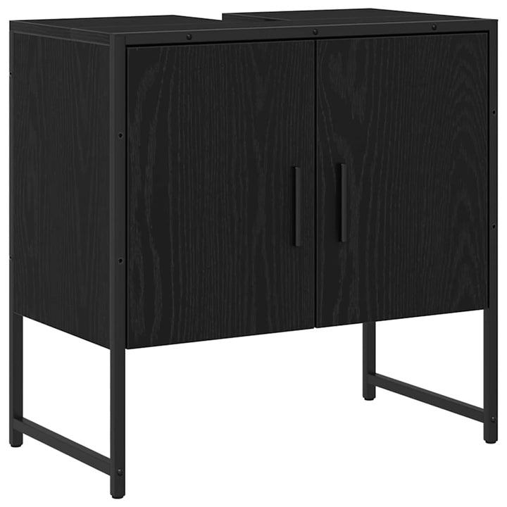Badeværelsesmøbel sæt med dør 4 pcs Sort 33 x 33 x 185.5 cm