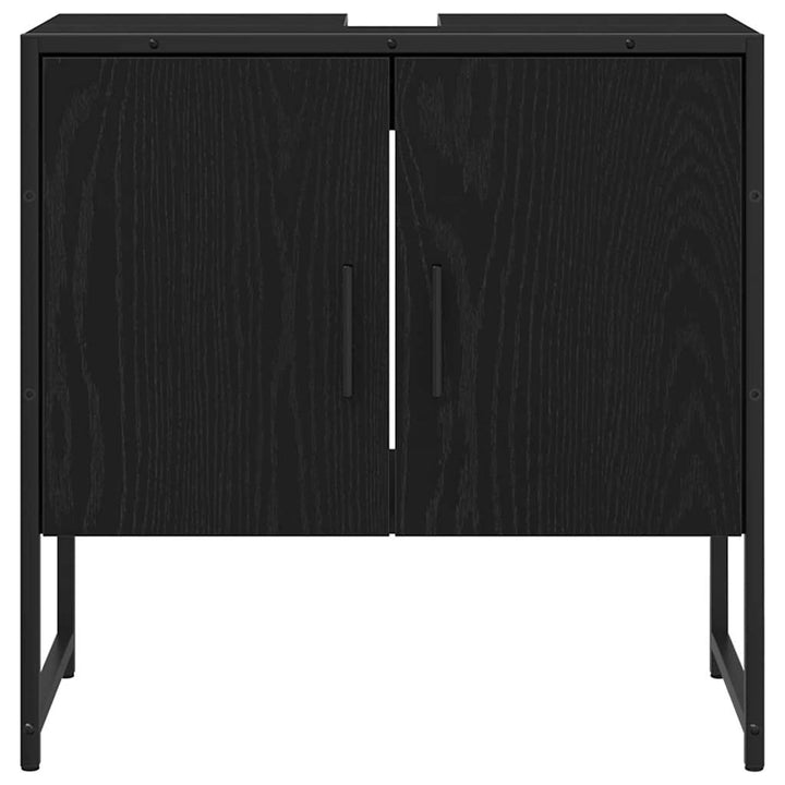Badeværelsesmøbel sæt med dør 4 pcs Sort 33 x 33 x 185.5 cm