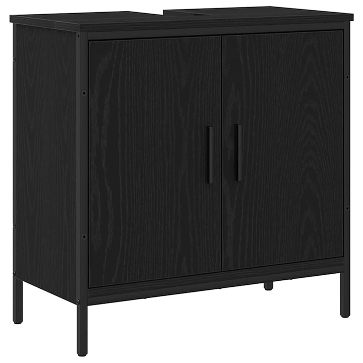 Badeværelsesmøbel sæt med dør 4 pcs Sort 33 x 33 x 185.5 cm