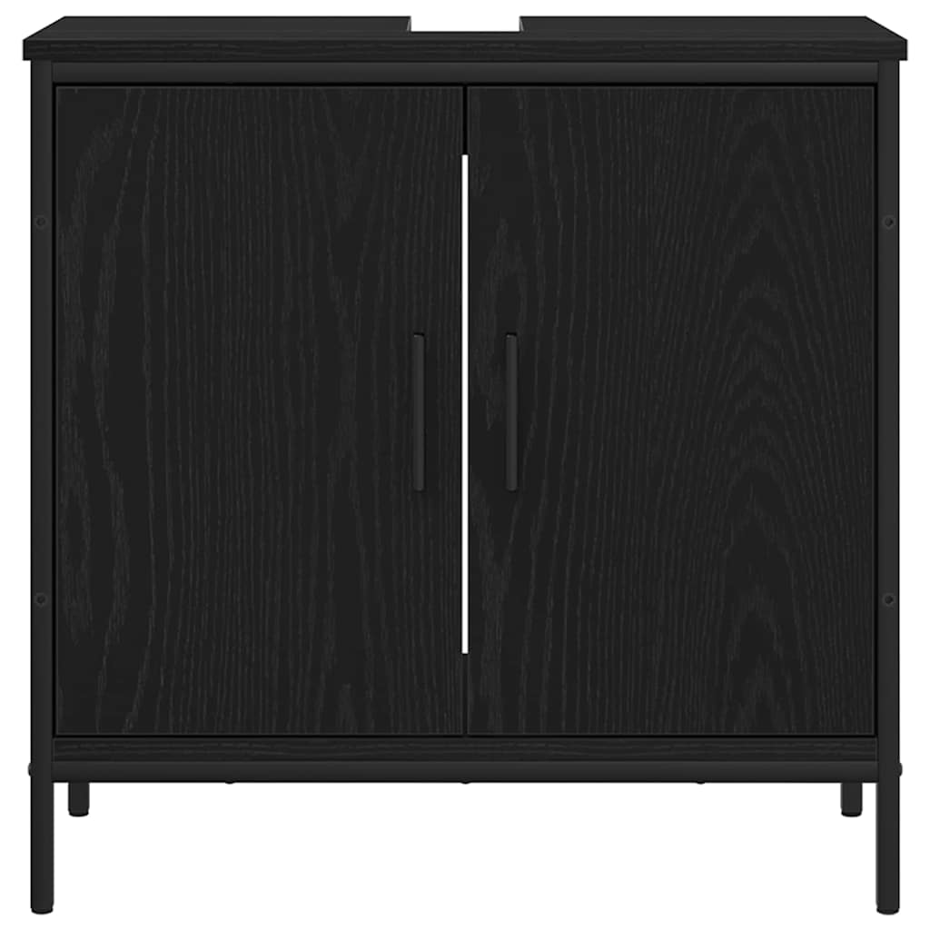 Badeværelsesmøbel sæt med dør 4 pcs Sort 33 x 33 x 185.5 cm