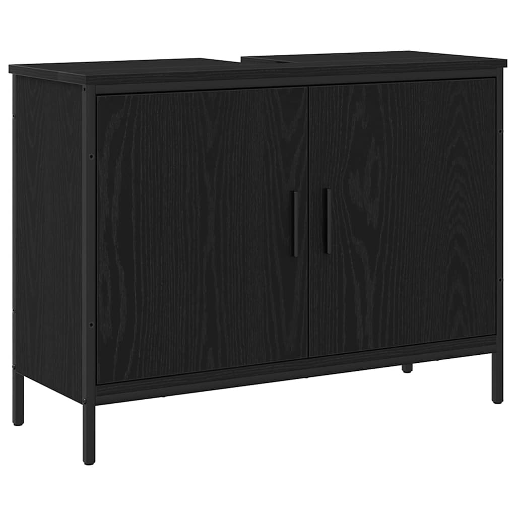 Badeværelsesmøbel sæt med dør 4 pcs Sort 33 x 33 x 185.5 cm