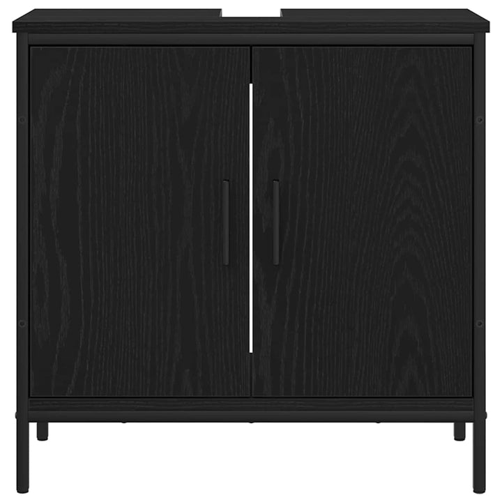 Badeværelsesmøbel sæt med dør 4 pcs Sort 33 x 33 x 185.5 cm