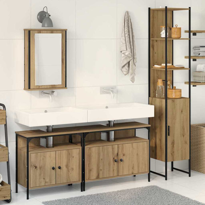 Badeværelsesmøbel sæt 4 pcs artisan eg 33 x 33 x 185.5 cm