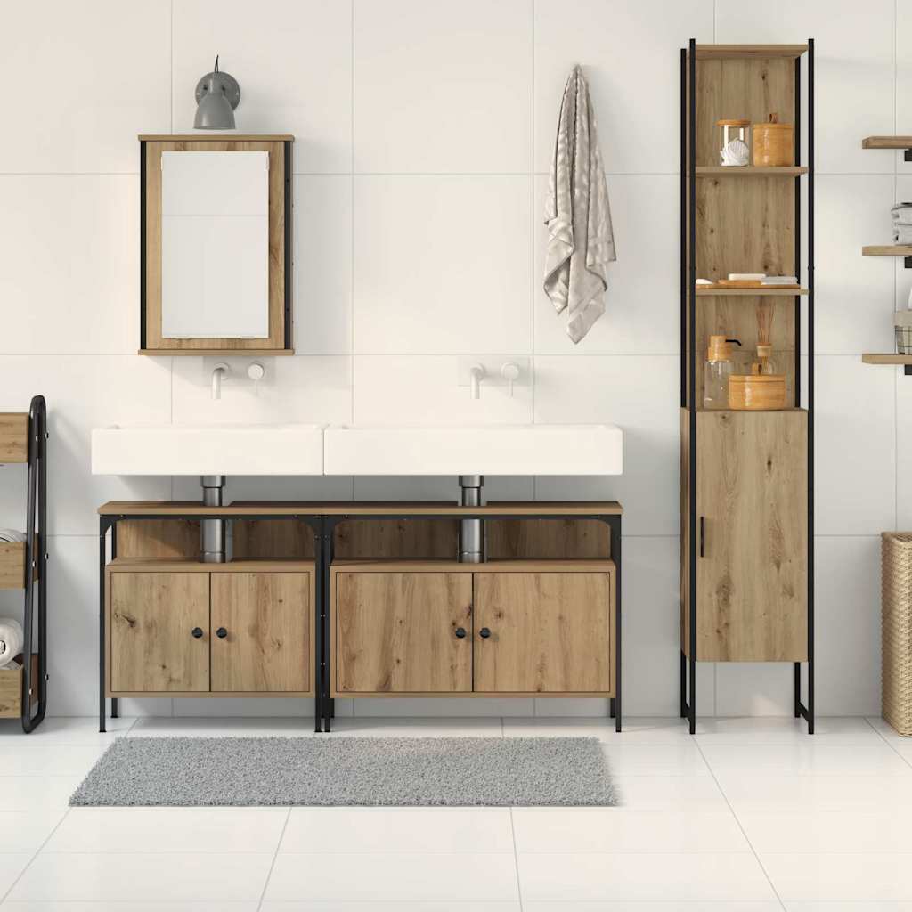 Badeværelsesmøbel sæt 4 pcs artisan eg 33 x 33 x 185.5 cm