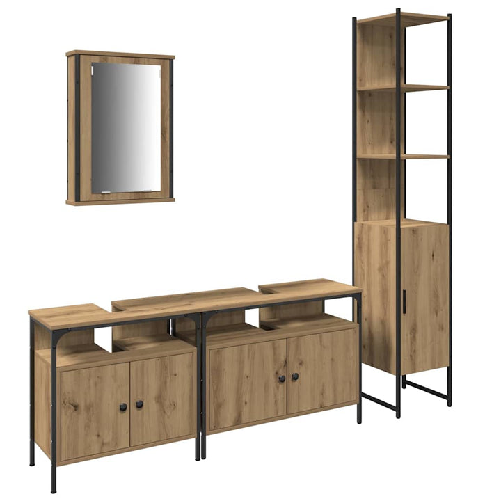 Badeværelsesmøbel sæt 4 pcs artisan eg 33 x 33 x 185.5 cm