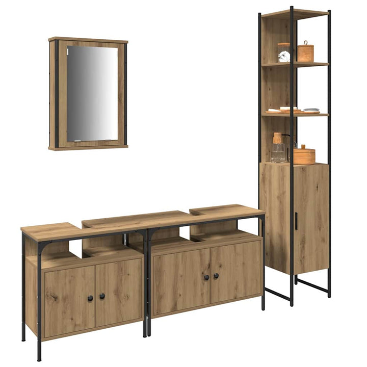 Badeværelsesmøbel sæt 4 pcs artisan eg 33 x 33 x 185.5 cm