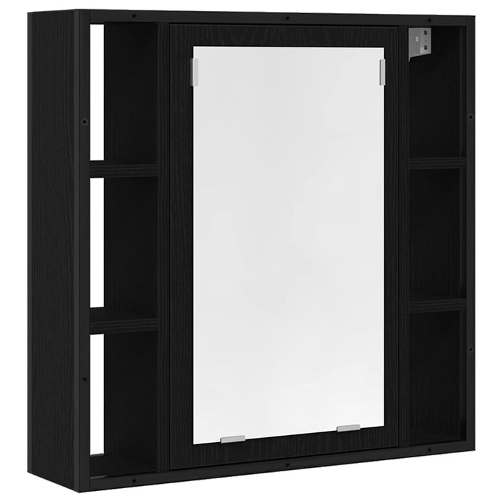 Badeværelsesskabsæt med hylde 4 pcs Sort eg 33 x 33 x 185.5 cm