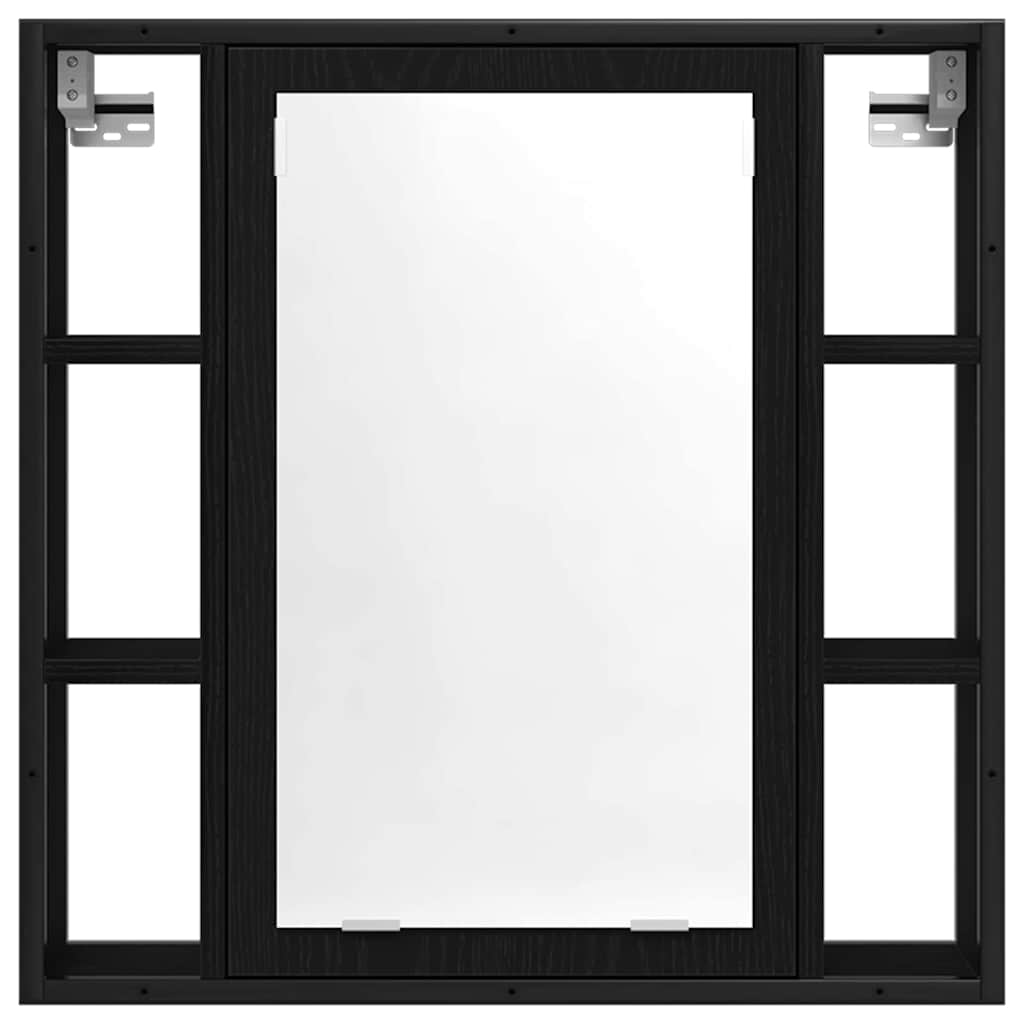 Badeværelsesskabsæt med hylde 4 pcs Sort eg 33 x 33 x 185.5 cm