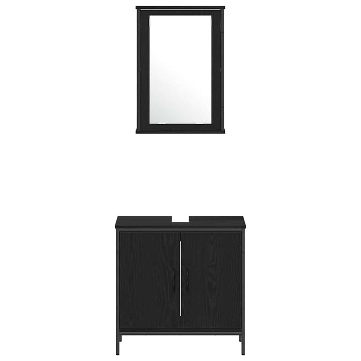 Badeværelsesmøbel sæt med hylde 4 pcs Sort 33 x 33 x 185.5 cm