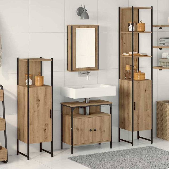 Badeværelsesmøbel sæt 4 pcs artisan eg 33 x 33 x 185.5 cm