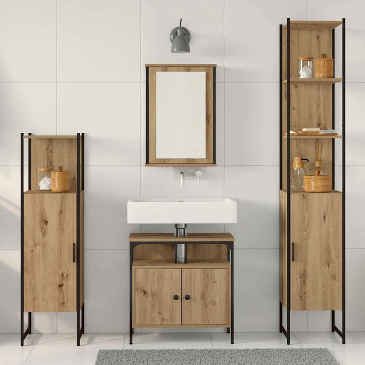 Badeværelsesmøbel sæt 4 pcs artisan eg 33 x 33 x 185.5 cm