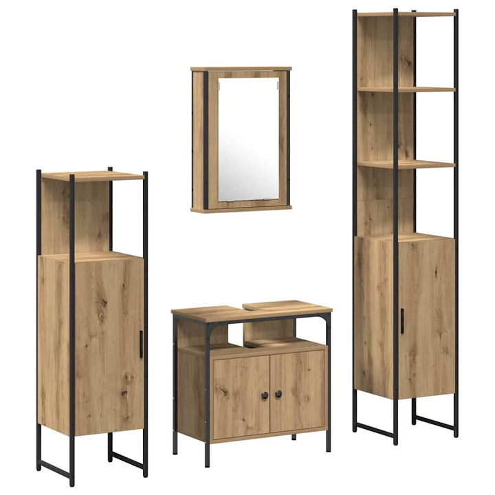 Badeværelsesmøbel sæt 4 pcs artisan eg 33 x 33 x 185.5 cm