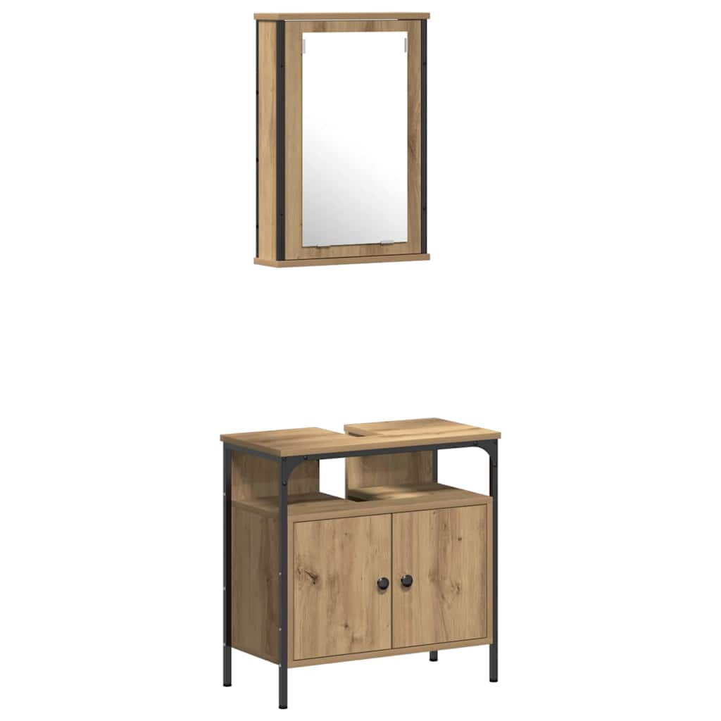 Badeværelsesmøbel sæt 4 pcs artisan eg 33 x 33 x 185.5 cm
