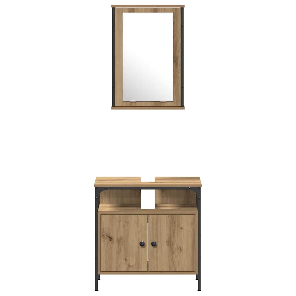 Badeværelsesmøbel sæt 4 pcs artisan eg 33 x 33 x 185.5 cm