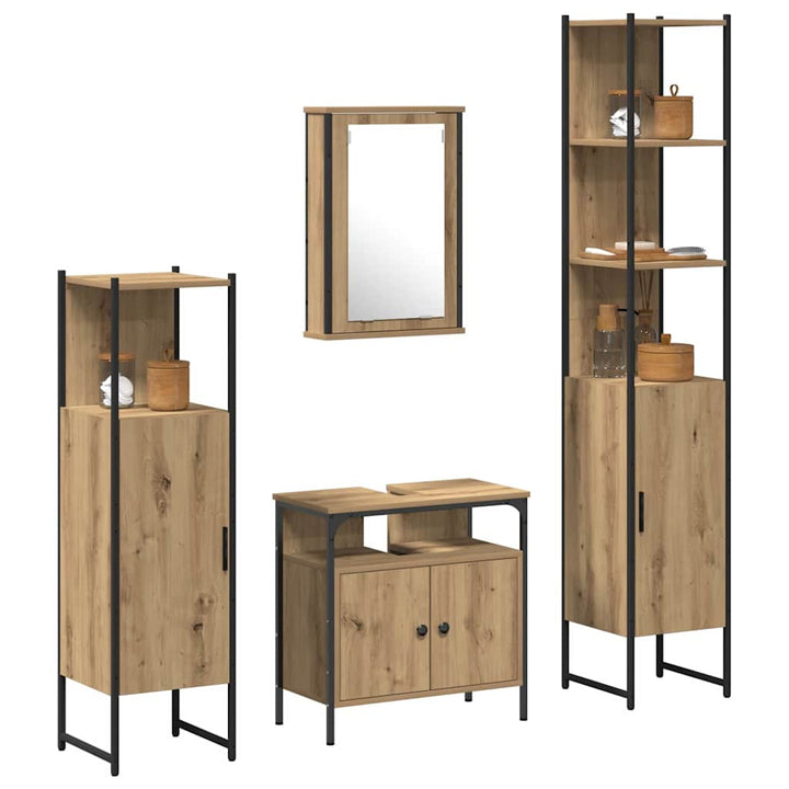 Badeværelsesmøbel sæt 4 pcs artisan eg 33 x 33 x 185.5 cm