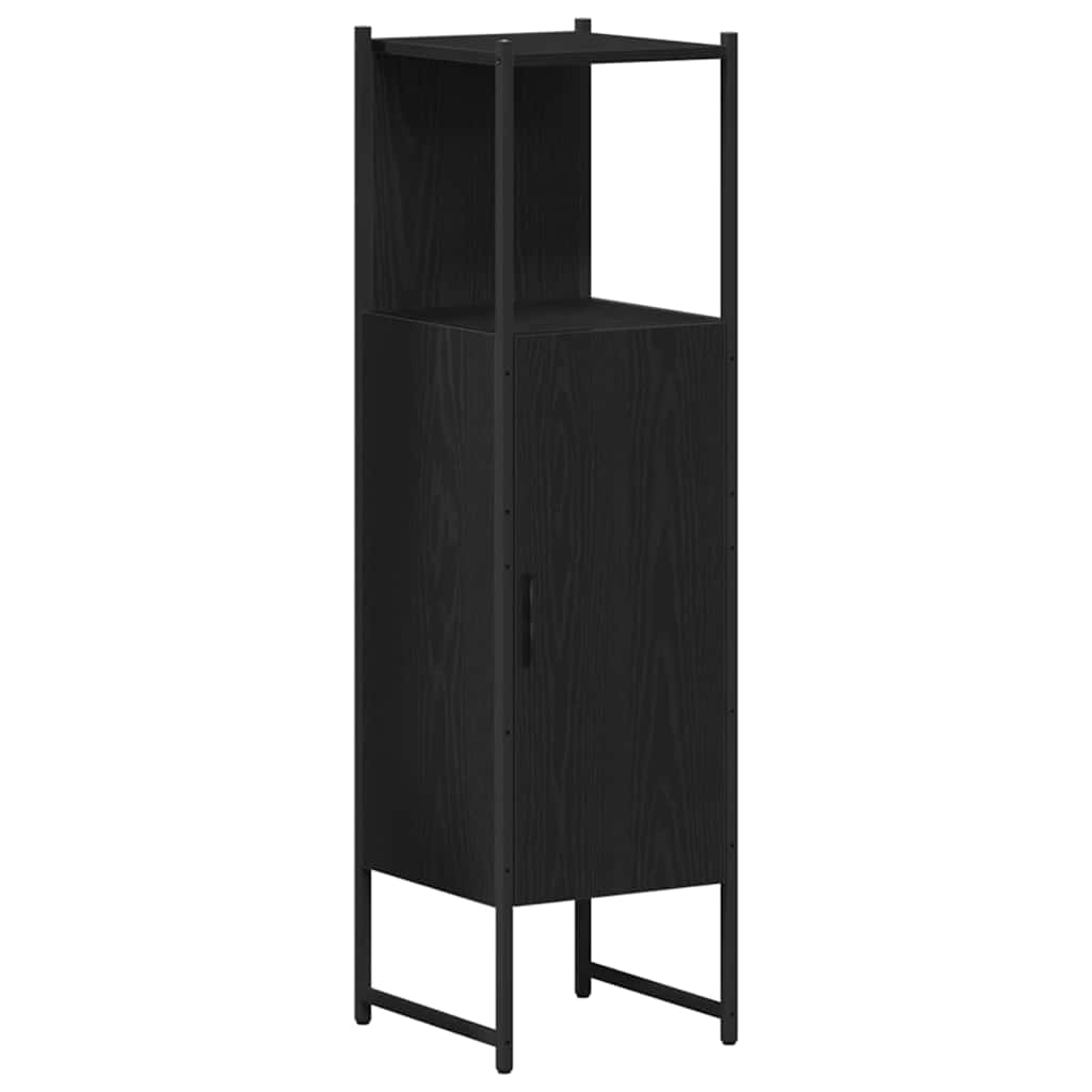 Badeværelsesmøbel sæt med dør 4 pcs Sort eg 33 x 33 x 185.5 cm