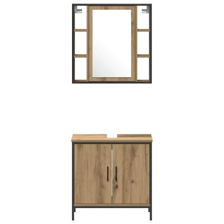 Badeværelsesmøbel sæt med hylde 4 pcs Brun 33 x 33 x 185.5 cm