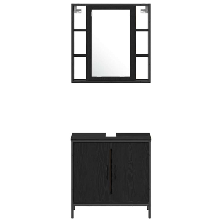 Badeværelsesmøbel sæt med hylde 4 pcs Sort 33 x 33 x 185.5 cm