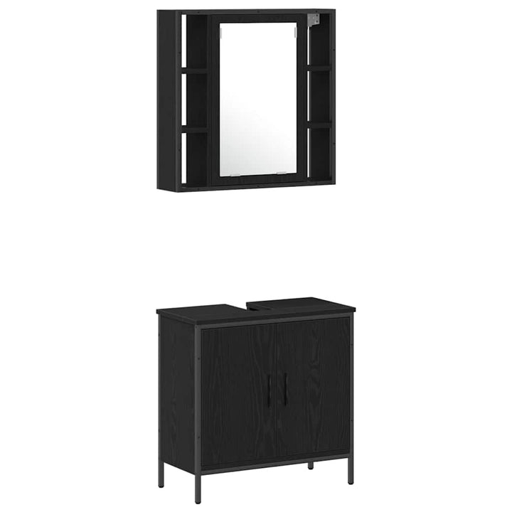 Badeværelsesmøbel sæt med hylde 4 pcs Sort 33 x 33 x 185.5 cm