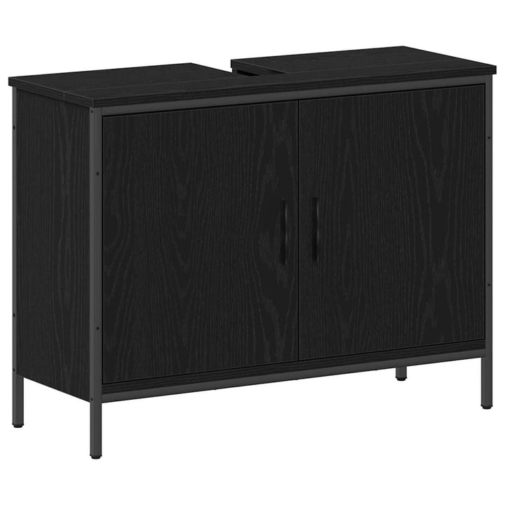 Badeværelsesmøbel sæt med hylde 4 pcs Sort 33 x 33 x 185.5 cm