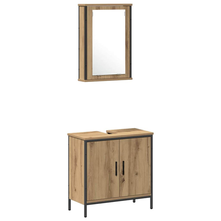 Badeværelsesmøbel sæt med hylde 4 pcs Brun 33 x 33 x 185.5 cm