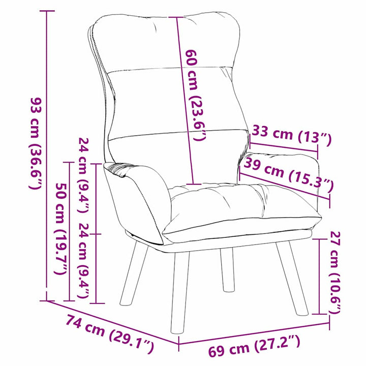 Afslappende stol Sort 69 x 74 x 93 cm Fløjl