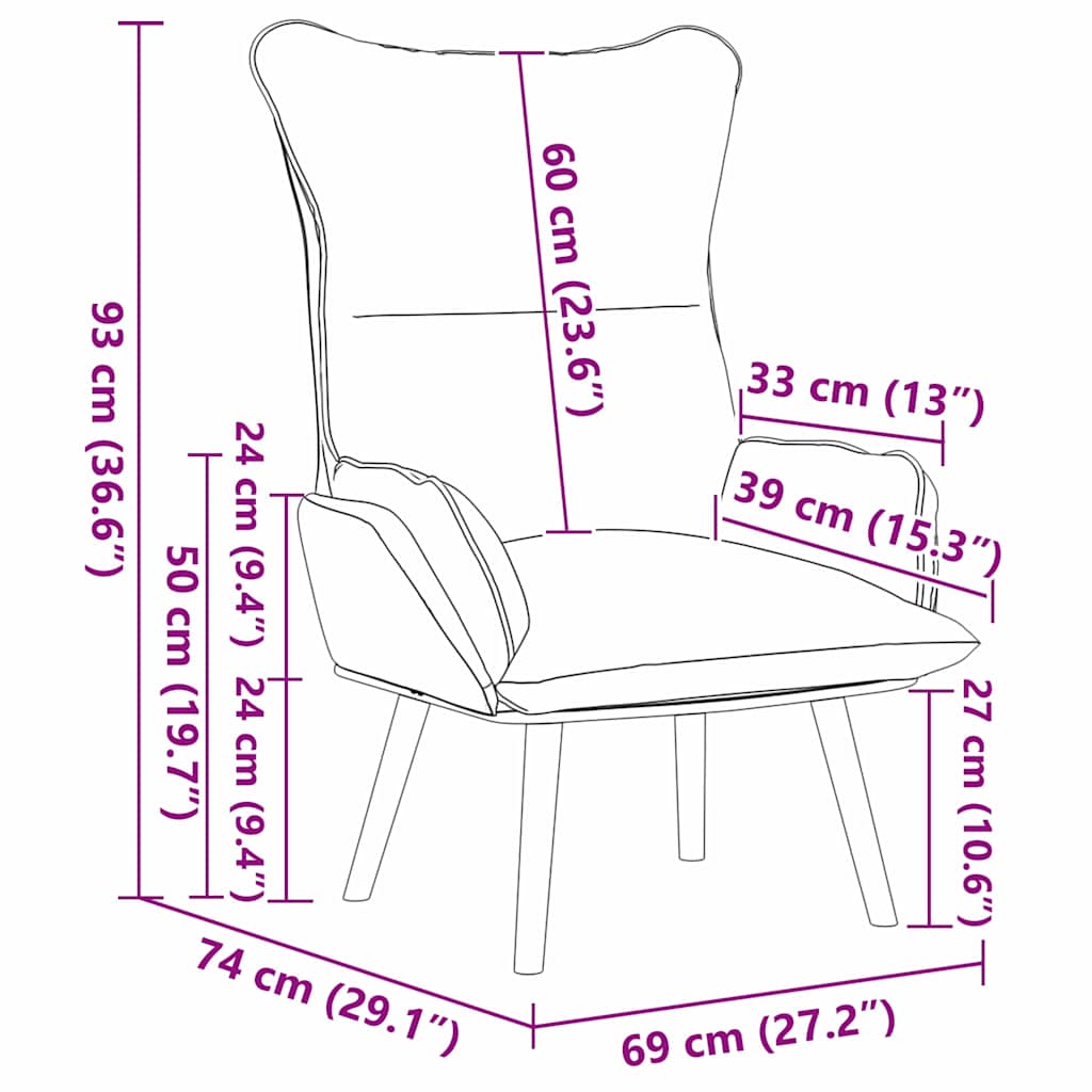 Afslappende stol Grå 69 x 74 x 93 cm Kunstlæder