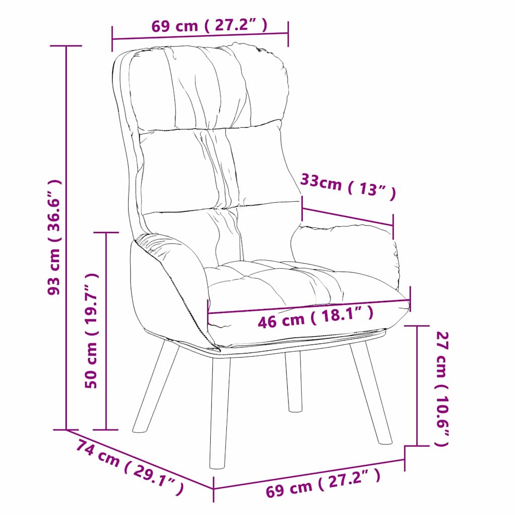 Afslappende stol Grå 69 x 74 x 93 cm Kunstlæder