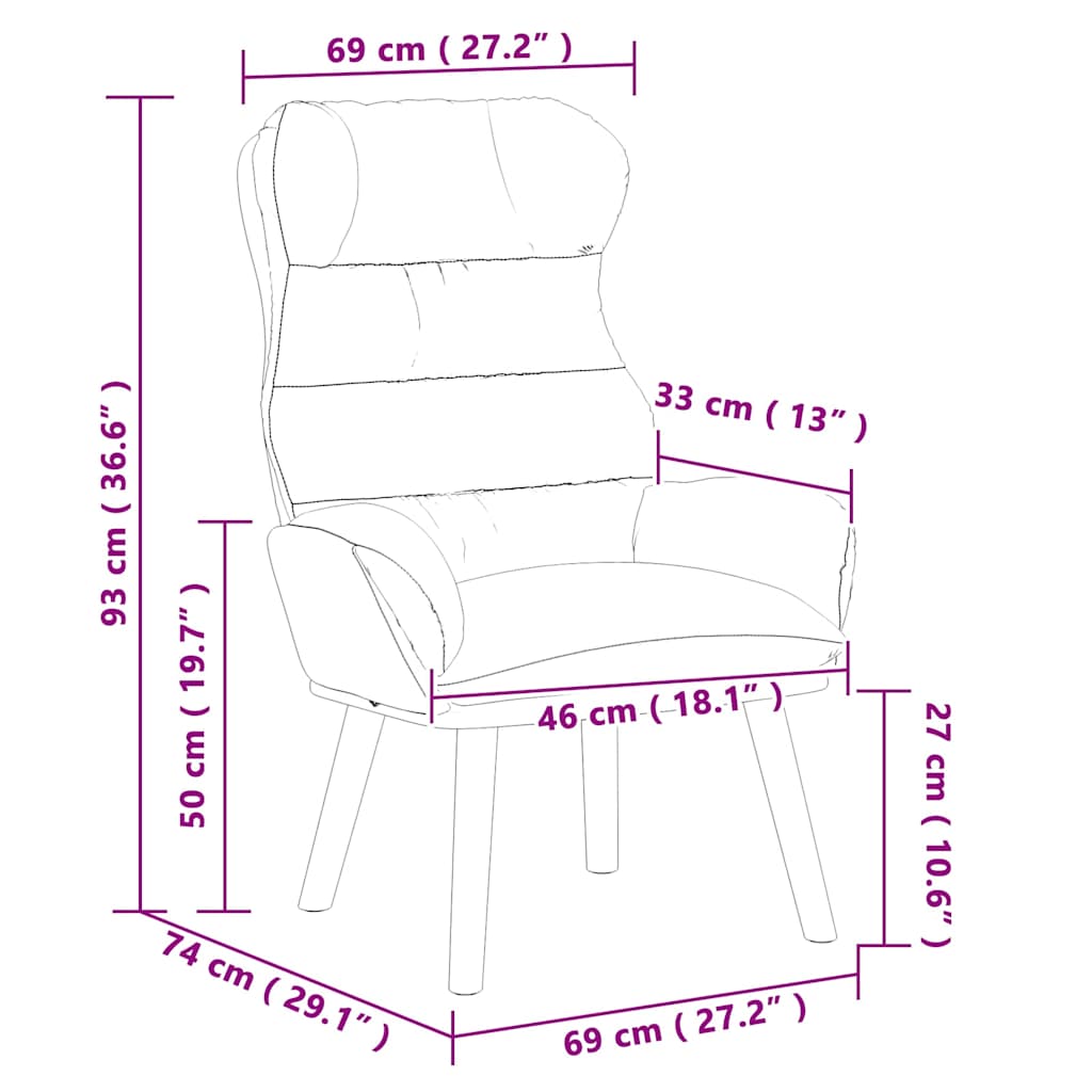 Afslappende stol Creme 69 x 74 x 93 cm Stof