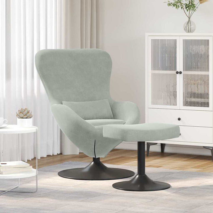 Æg Stol med Fodskammel Lysegrå 63 x 73 x 90 cm Fløjl