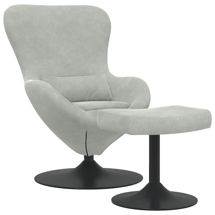 Æg Stol med Fodskammel Lysegrå 63 x 73 x 90 cm Fløjl