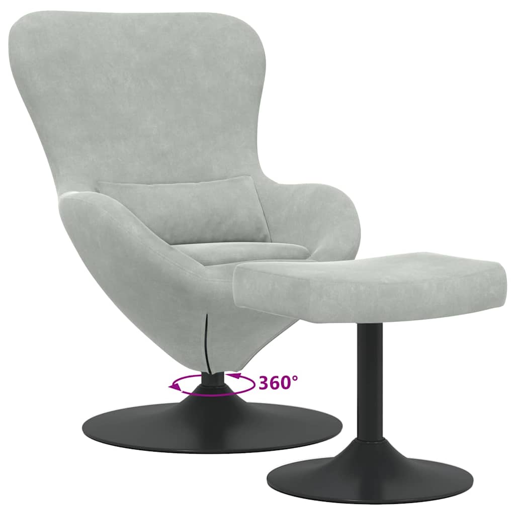 Æg Stol med Fodskammel Lysegrå 63 x 73 x 90 cm Fløjl